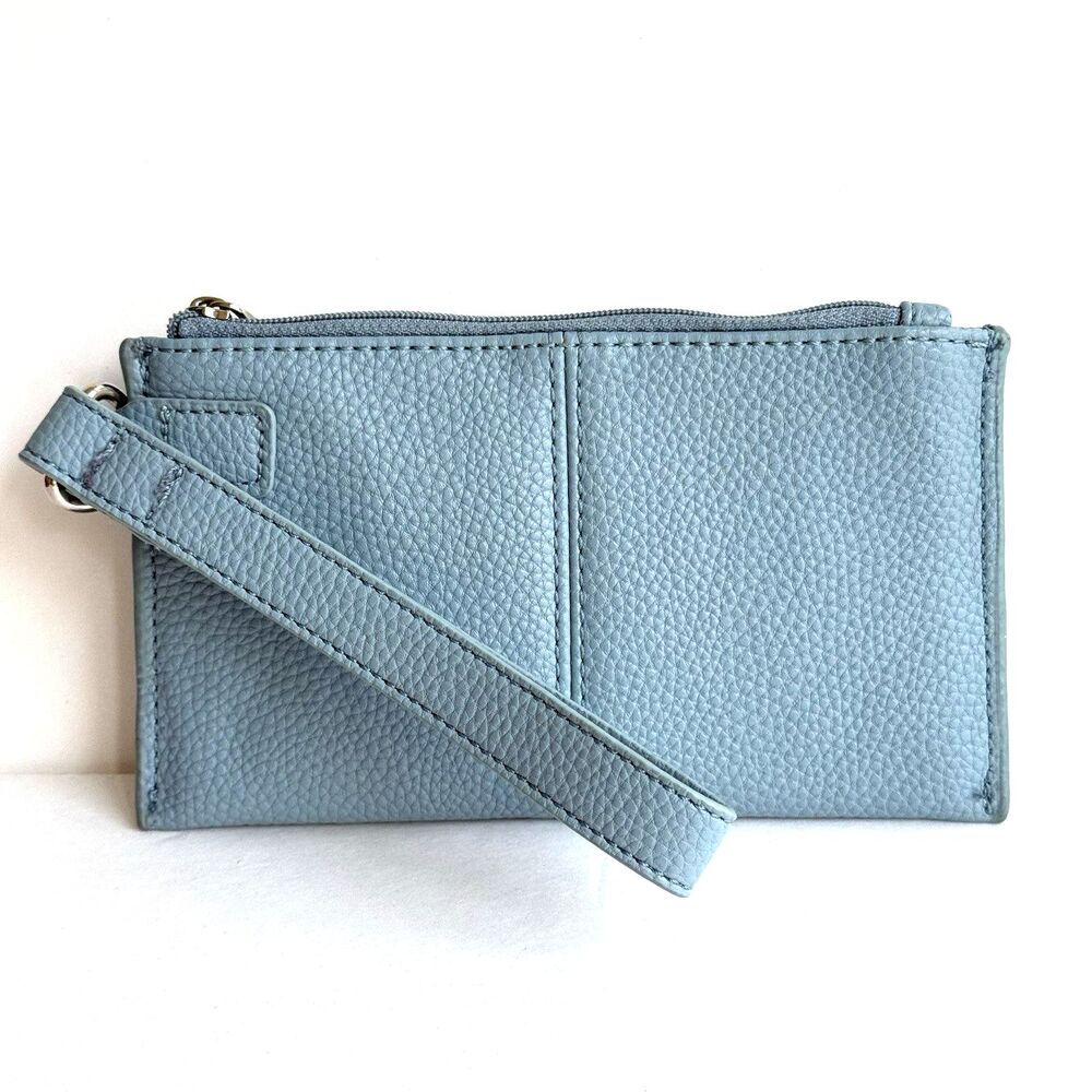 Jewell by Thirty One Zip Pebbled Vegan Leather Wallet ID Case Blue Aqua